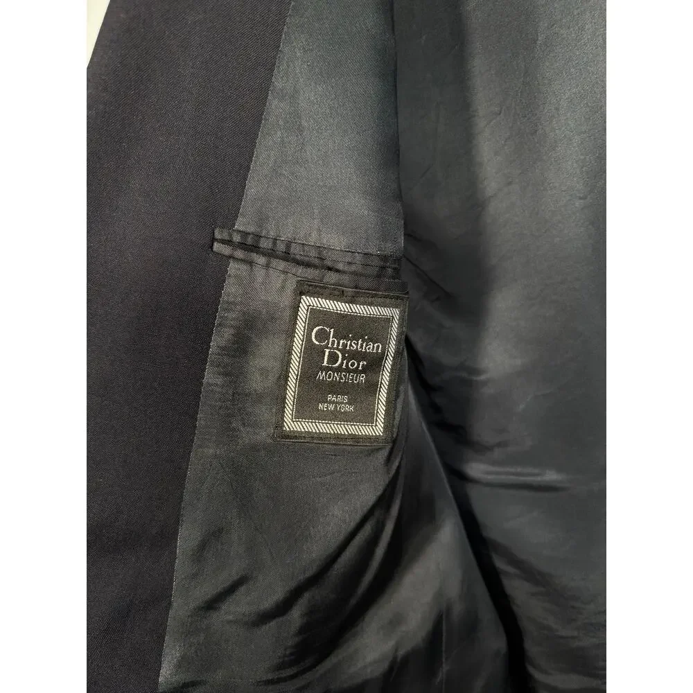 Oversized Navy Wool Blazer Christian Dior Monsieur Vintage Union Made 44R